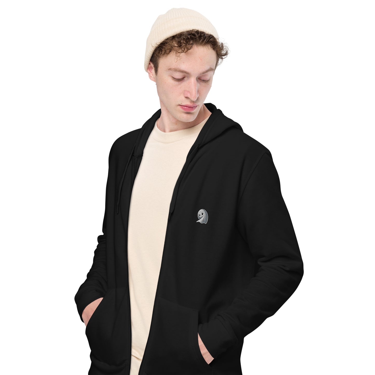 NOMO GHOST Unisex Basic Zip Hoodie | Black