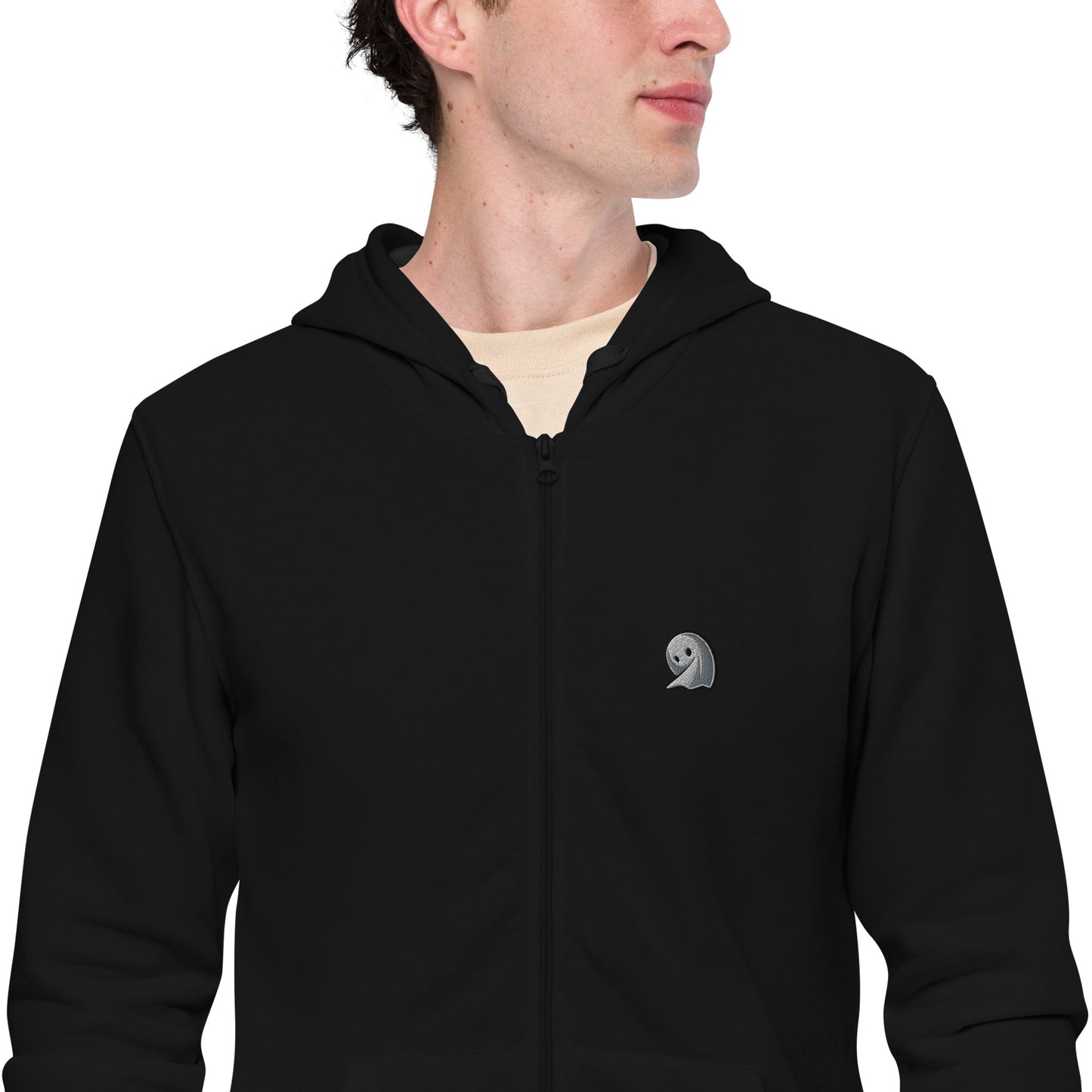 NOMO GHOST Unisex Basic Zip Hoodie | Black