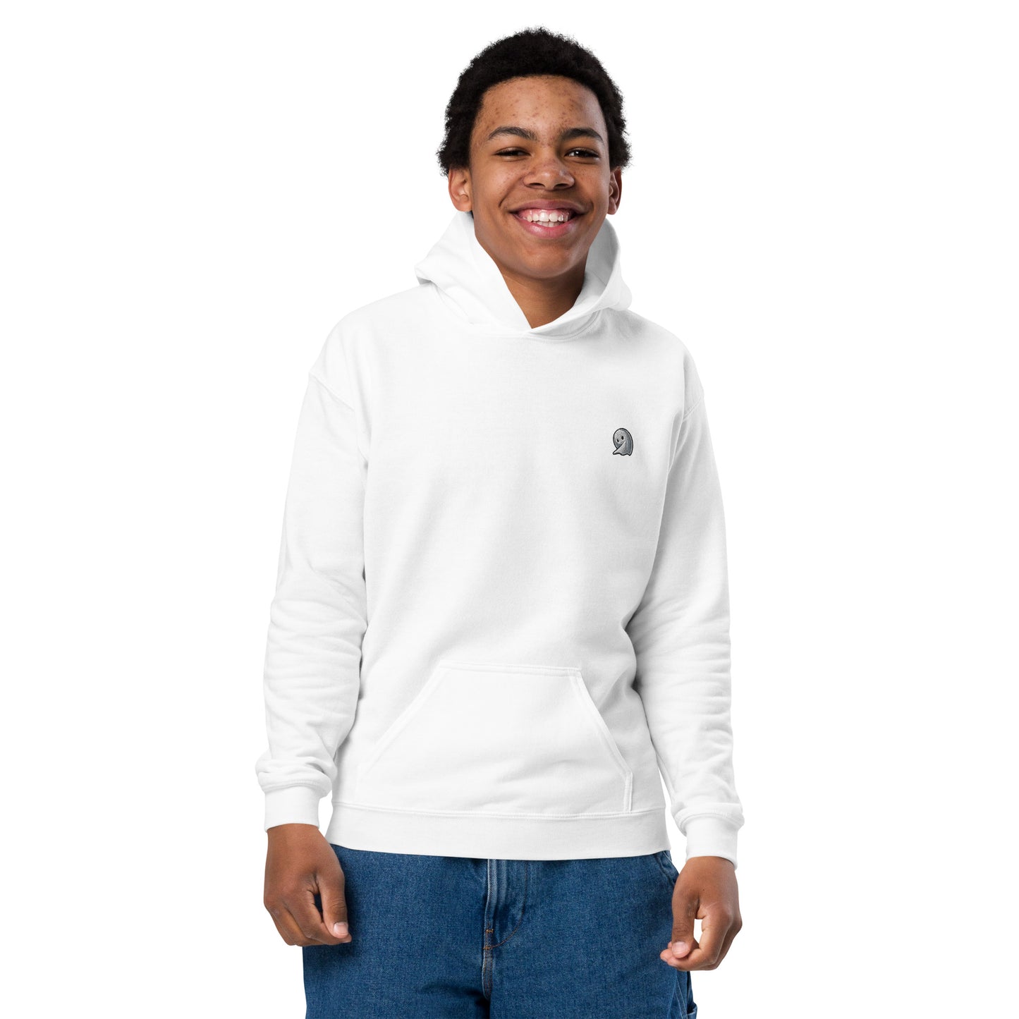 NOMO GHOST Youth Heavy Blend Hoodie | White